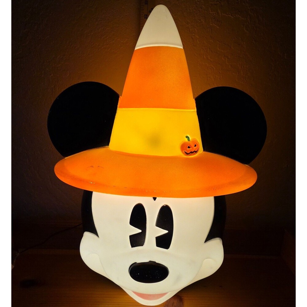 Disney Mickey Mouse Halloween Candy Corn Hat Lighted Blow Mold Gemmy 22"